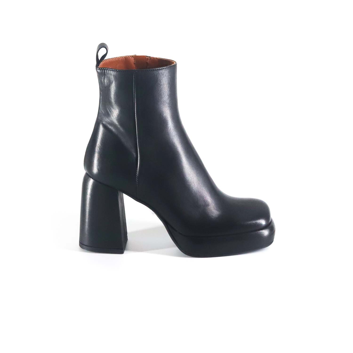 Club Style Stivaletto Tacco Largo Punta Quadra Nero